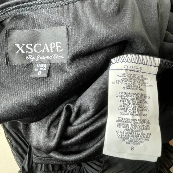 Xscape Women's Beaded Shoulder Slit Sleeve Chiffon Pleated Cocktail Mini Sz 8 - Picture 5 of 6